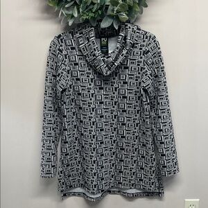 Pure Essence Urbanology Inc Canada Geometric Long Sleeve Cowl Neck Tunic Top XS